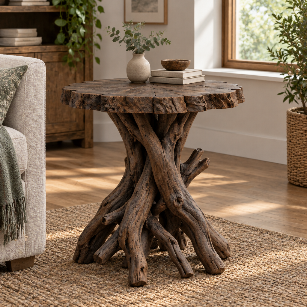 Tidewood Driftwood Root Side Table in Smoked Dark finish