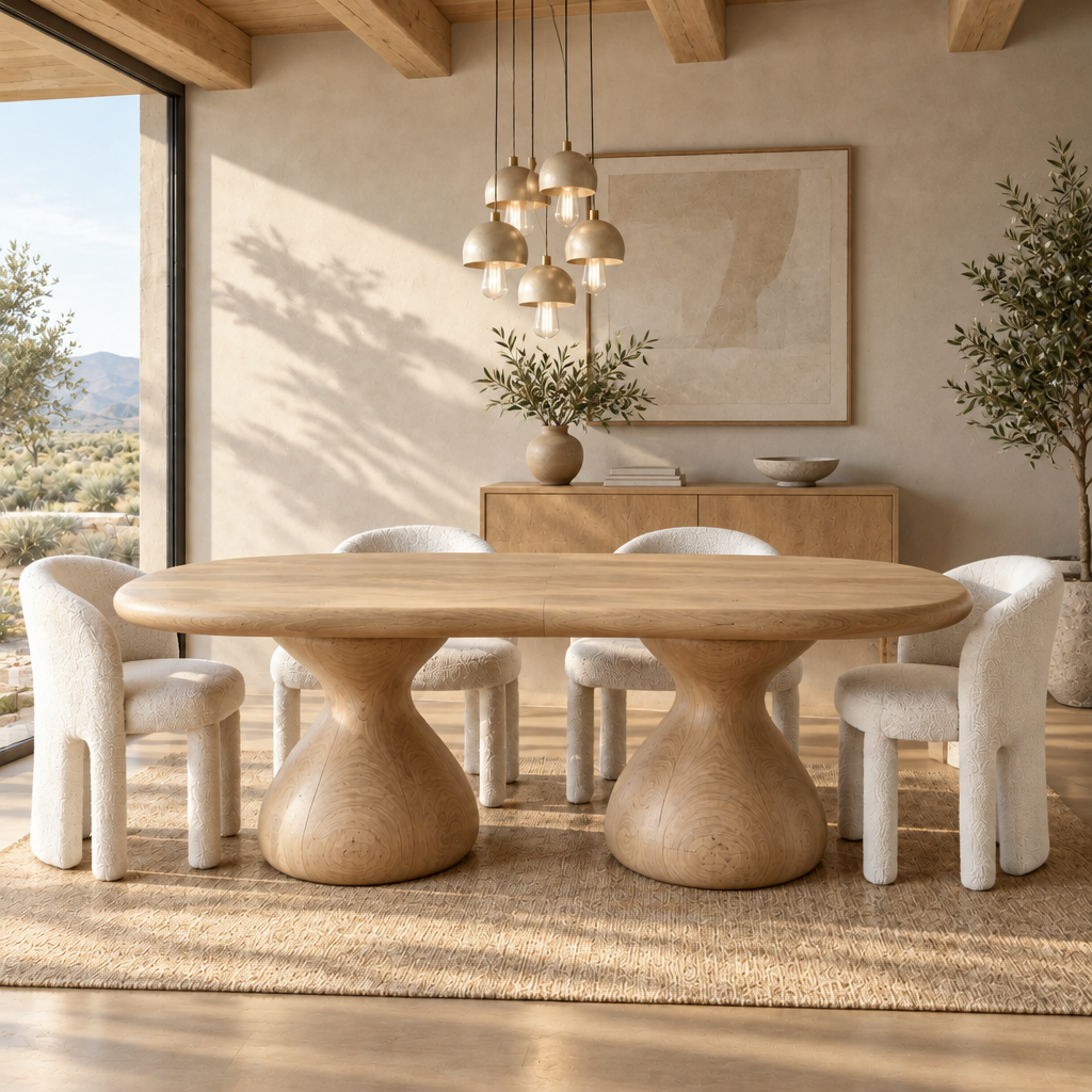 Mojave Sculpted Dining Table in Natural Oak finish