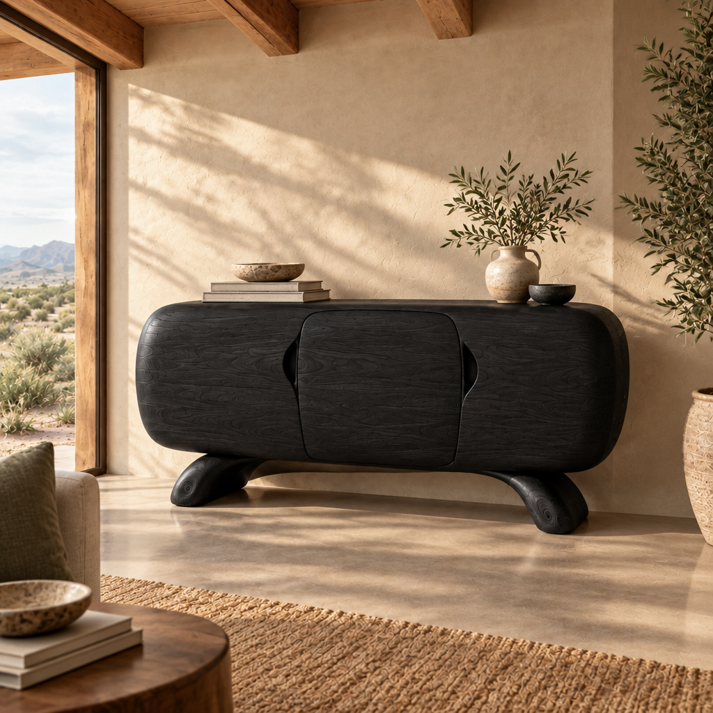 Mojave Sculpted Sideboard in Ebonized Black finish