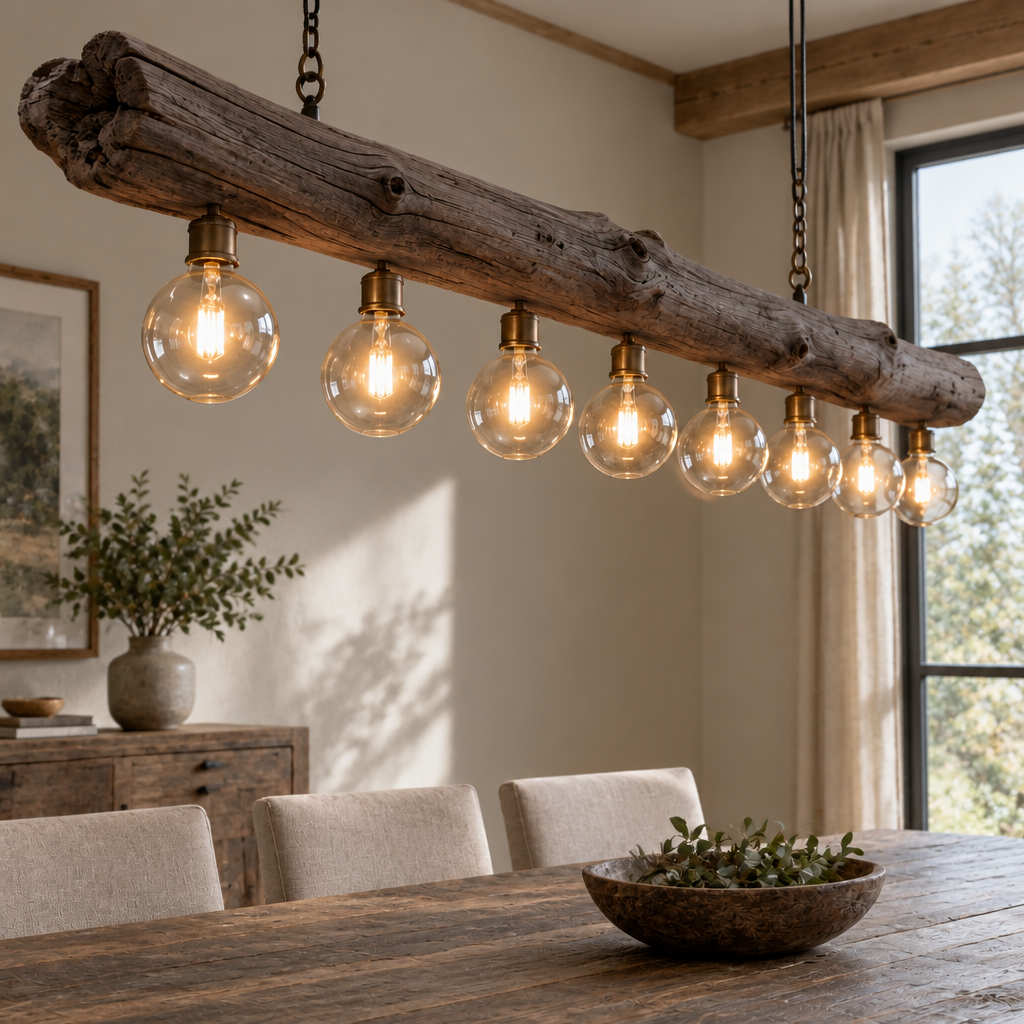 Tidewood Driftwood Beam Chandelier in Smoked Dark finish