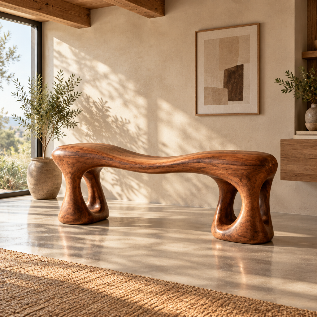 Mojave Sculpted Entry Bench side view