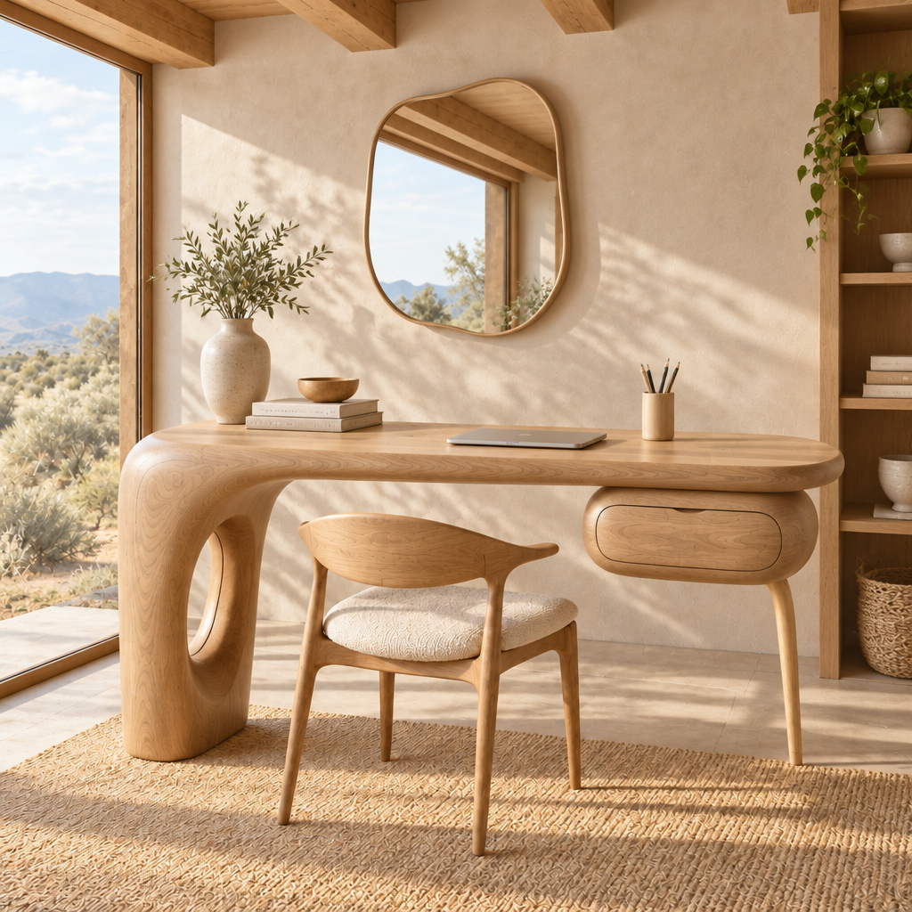 Mojave Sculpted Writing Desk in Natural Oak finish