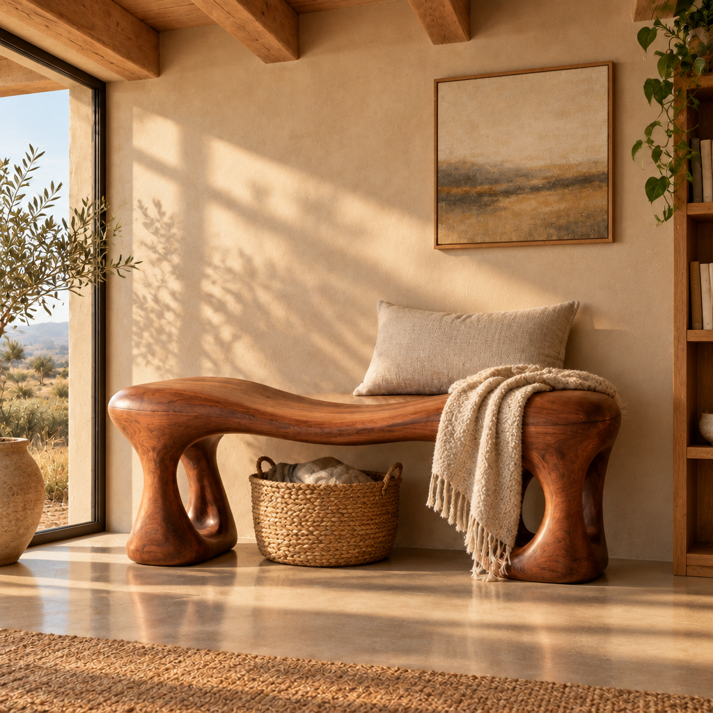 Mojave Sculpted Entry Bench in use