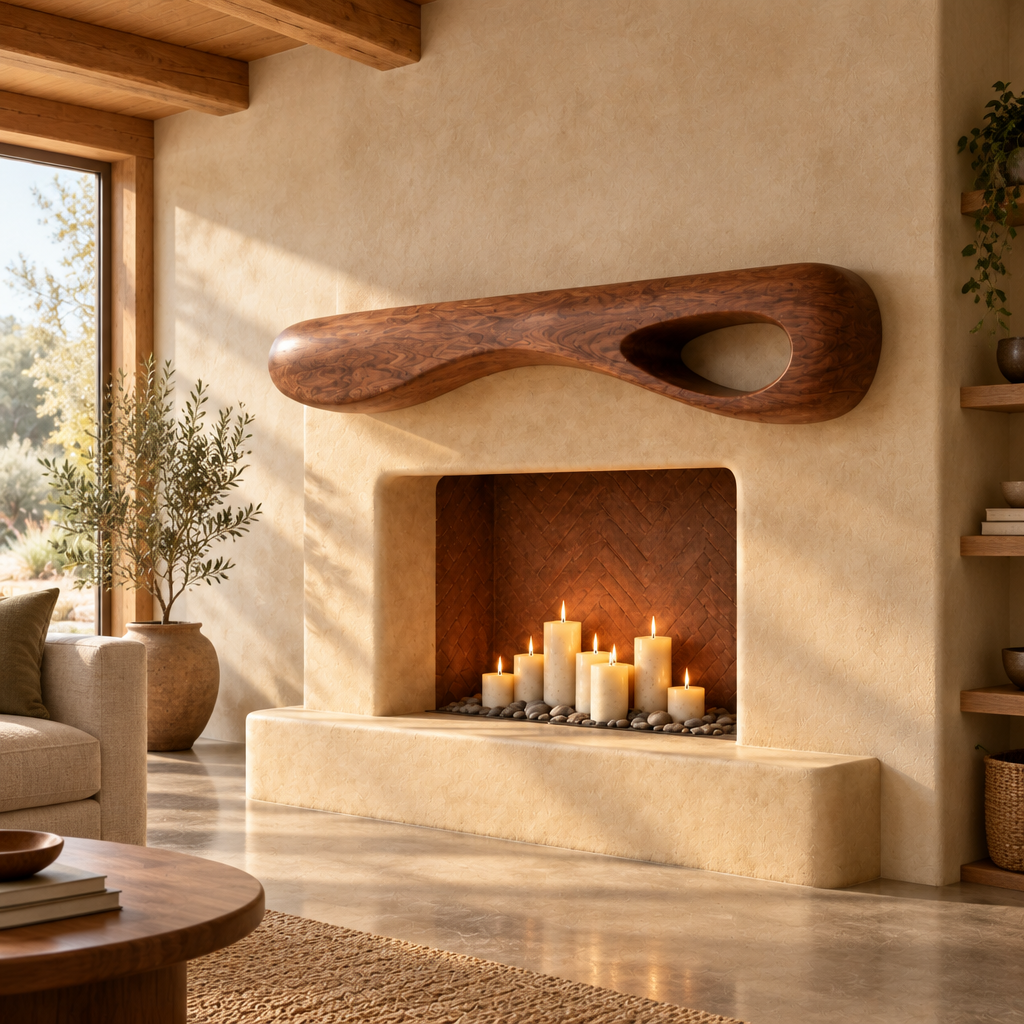 Mojave Sculpted Floating Shelf Mantel side view