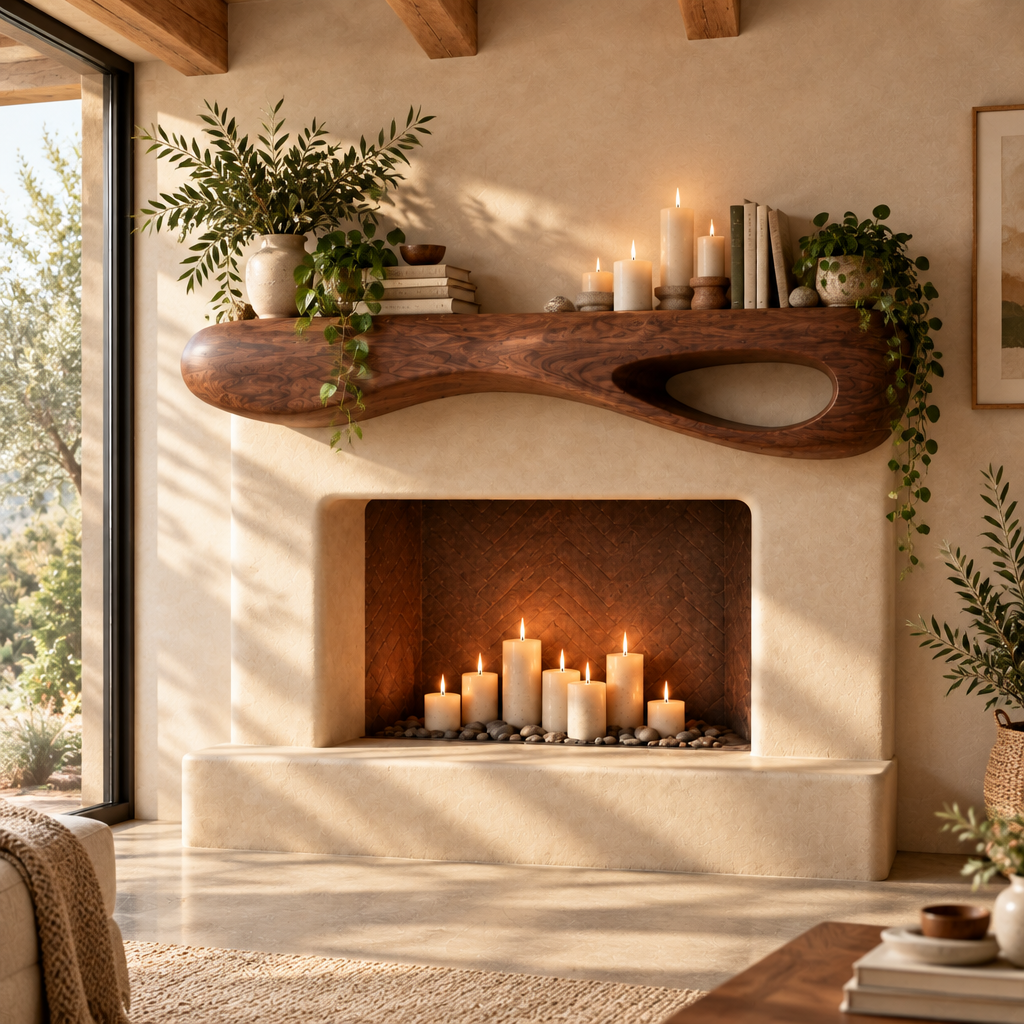 Mojave Sculpted Floating Shelf Mantel in use