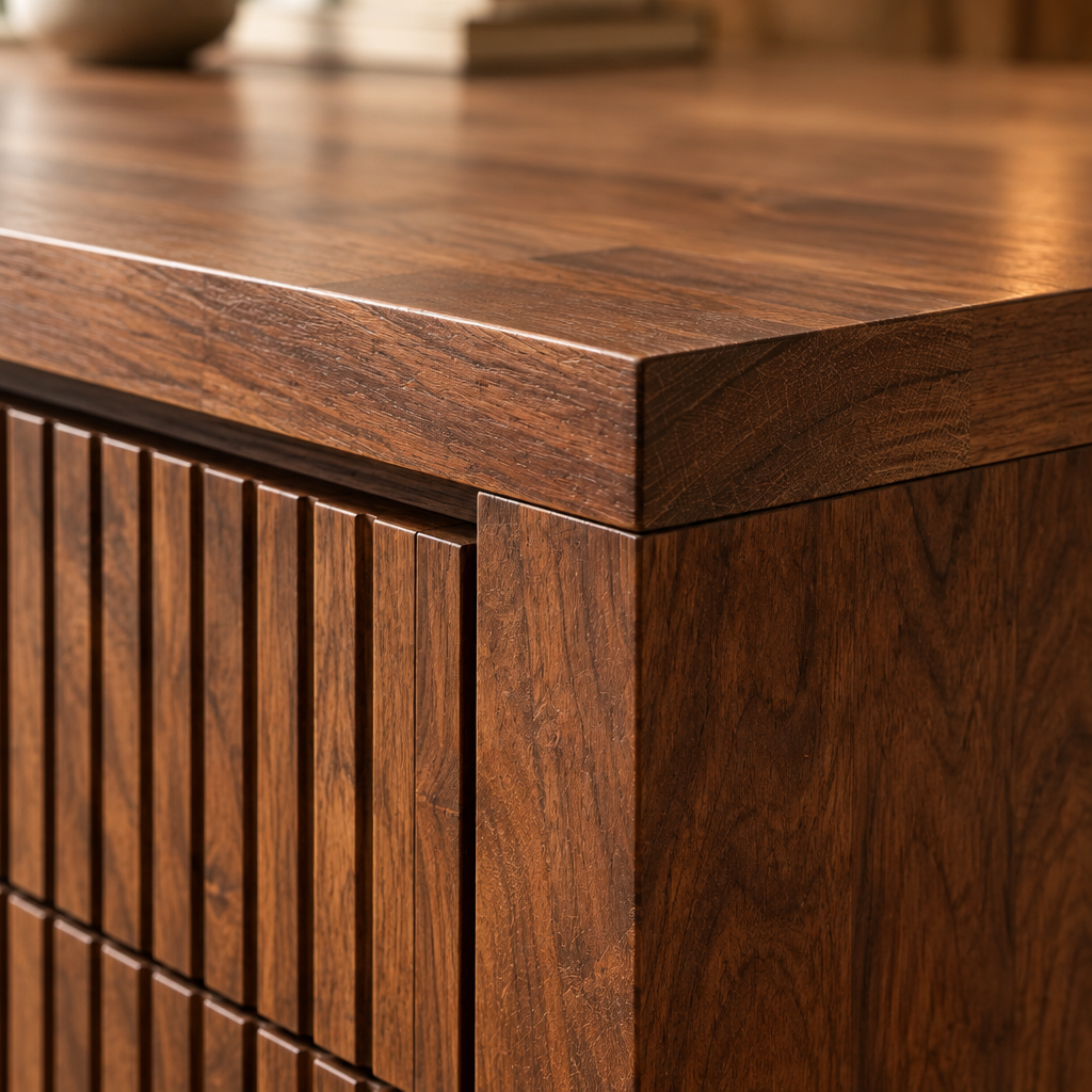 Halden Executive Desk wood grain and joinery close-up
