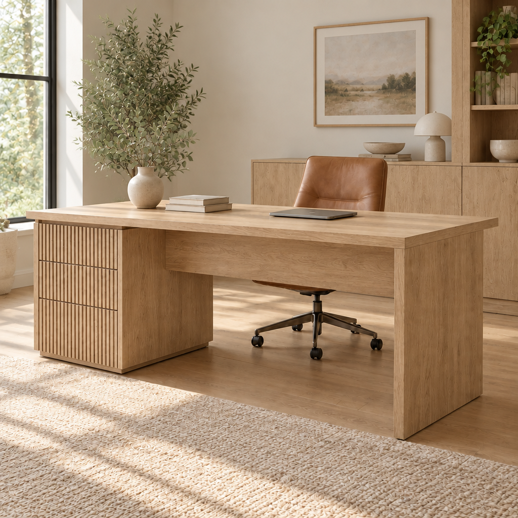 Halden Executive Desk in Natural Oak finish