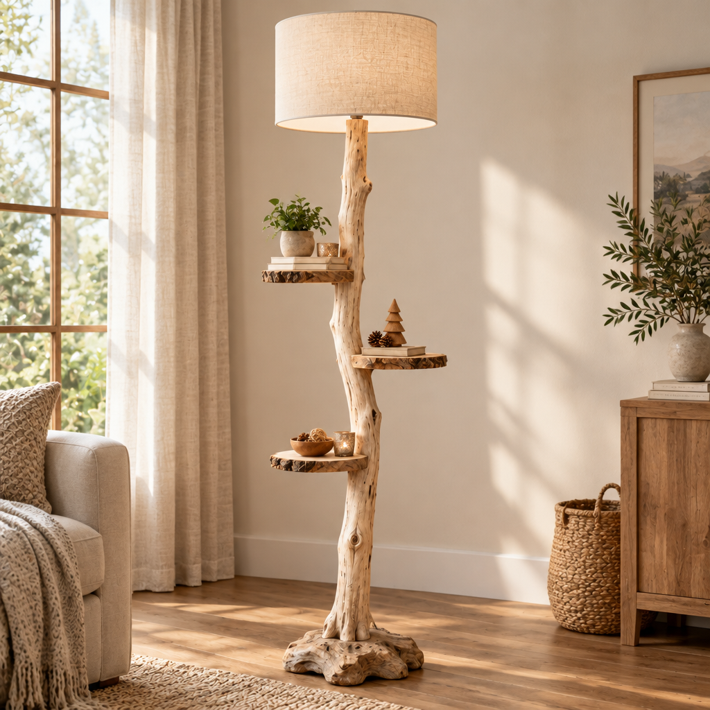 Tidewood Branch Floor Lamp with Shelves side view