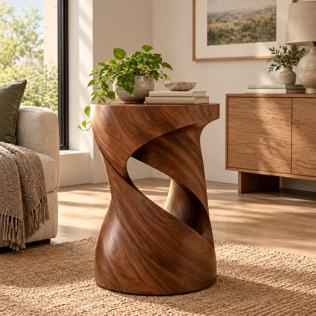Mojave Twisted Side Table in a living room