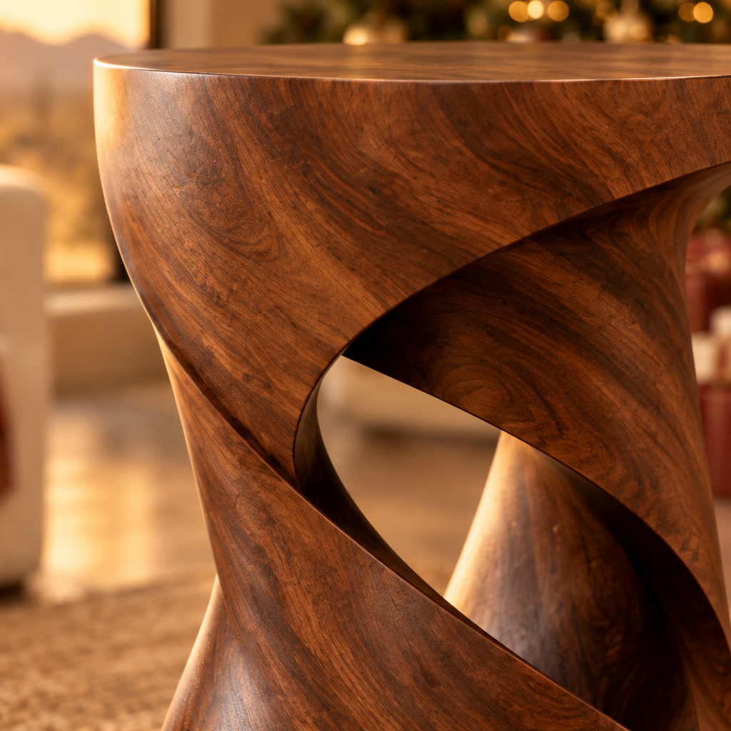 Mojave Twisted Side Table wood grain and joinery close-up