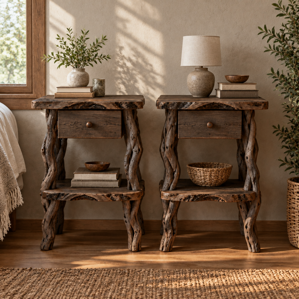 Tidewood Driftwood Nightstands, Set of 2 in Smoked Dark finish