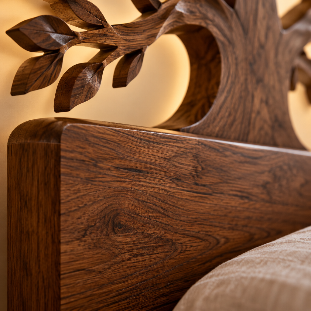 Rowan Tree Branch Headboard wood grain and joinery close-up