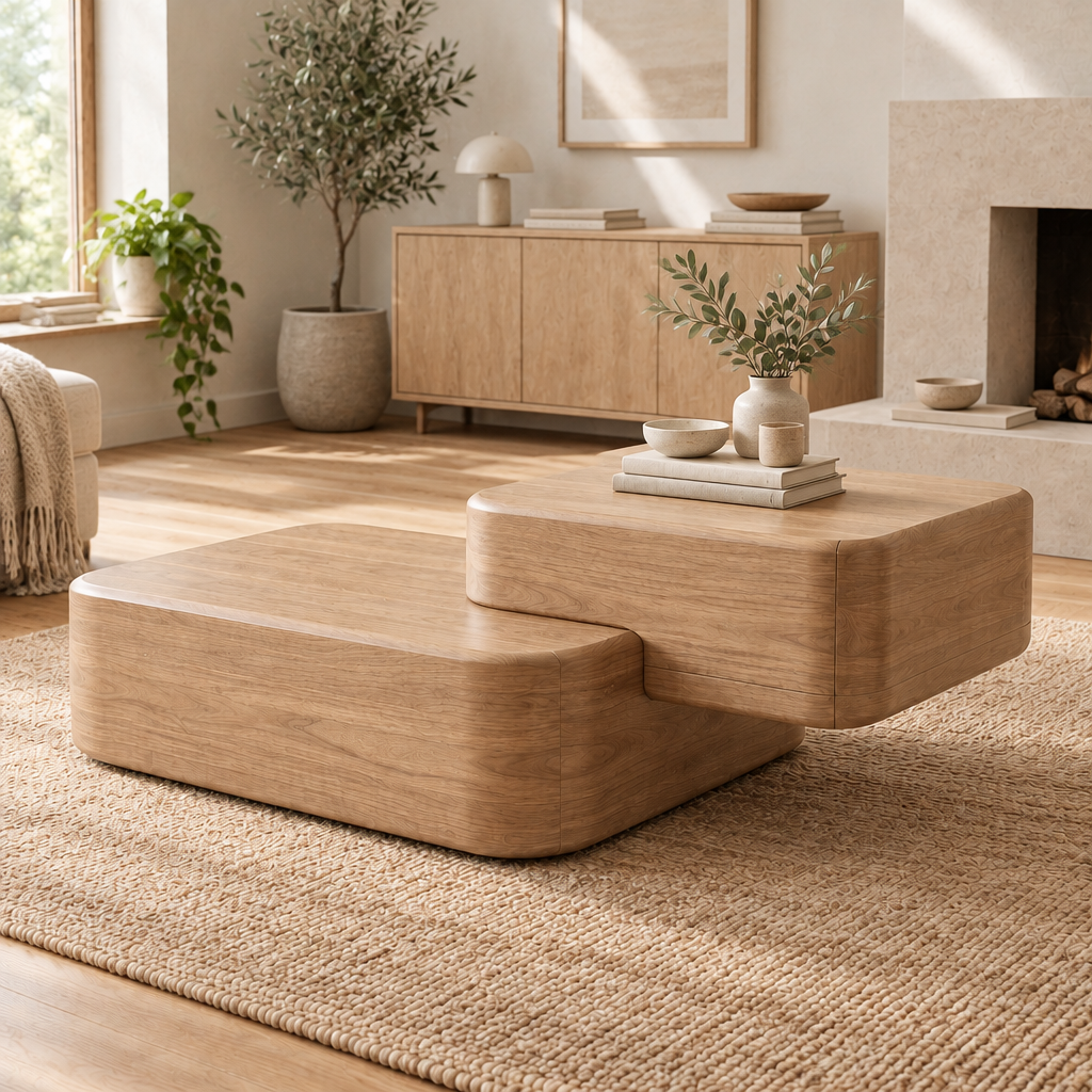 Mesa Split-Block Coffee Table in Natural Oak finish