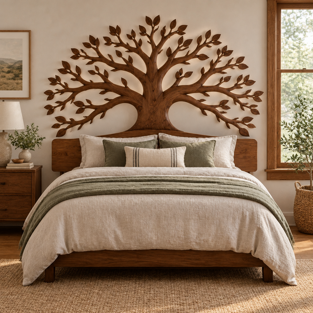 Rowan Tree Branch Headboard in use