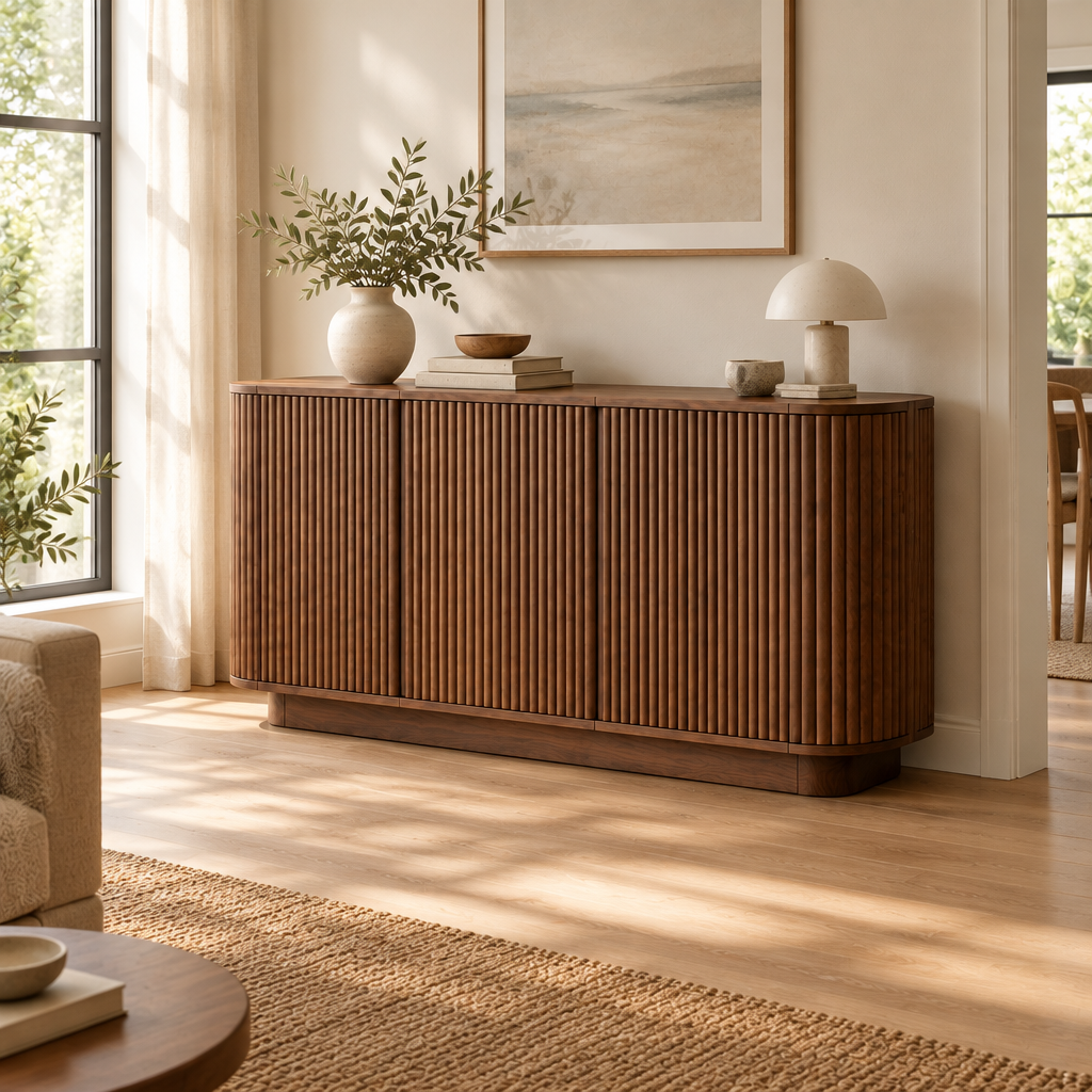 Sora Curved Sideboard side view