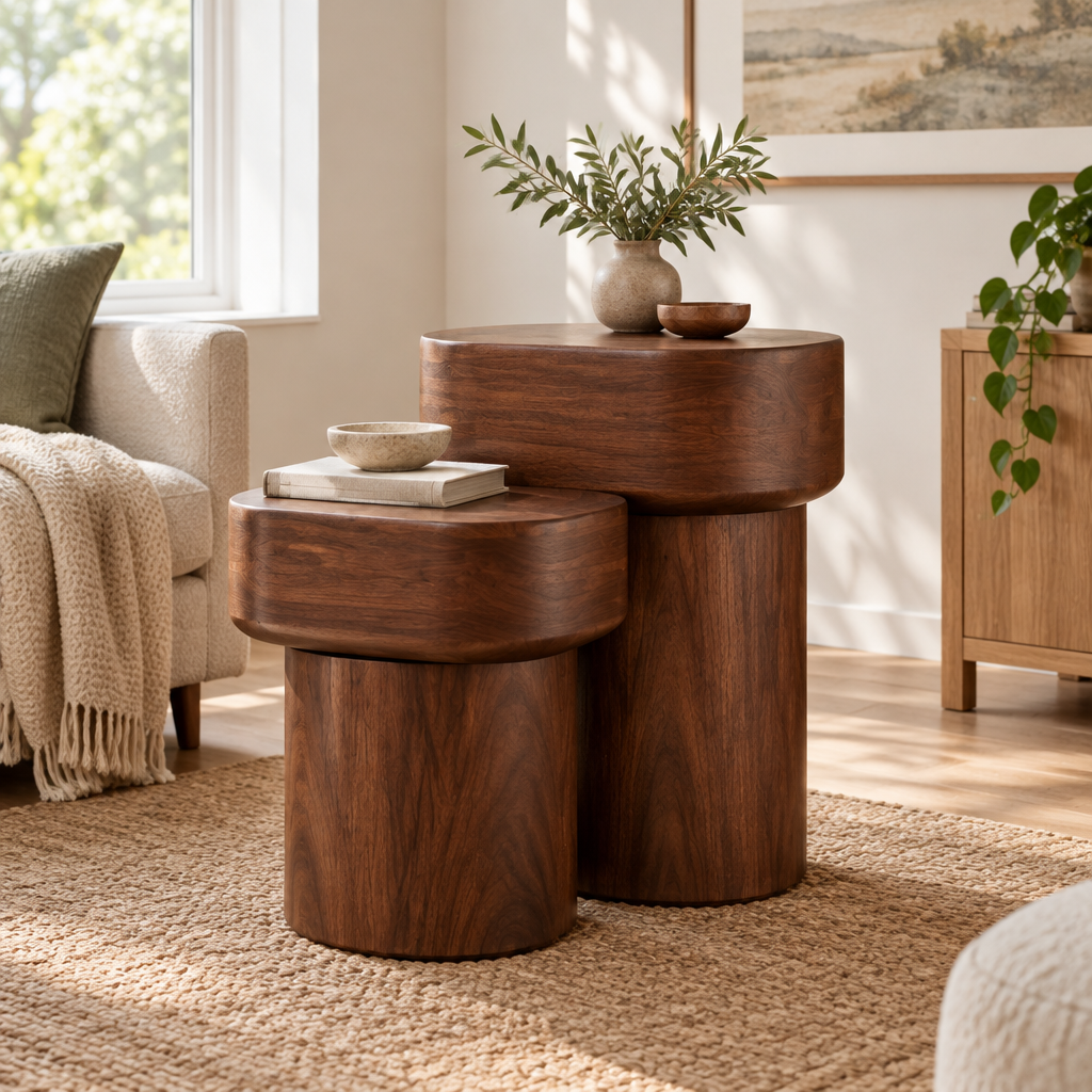 Mesa Stacked Block Side Tables side view