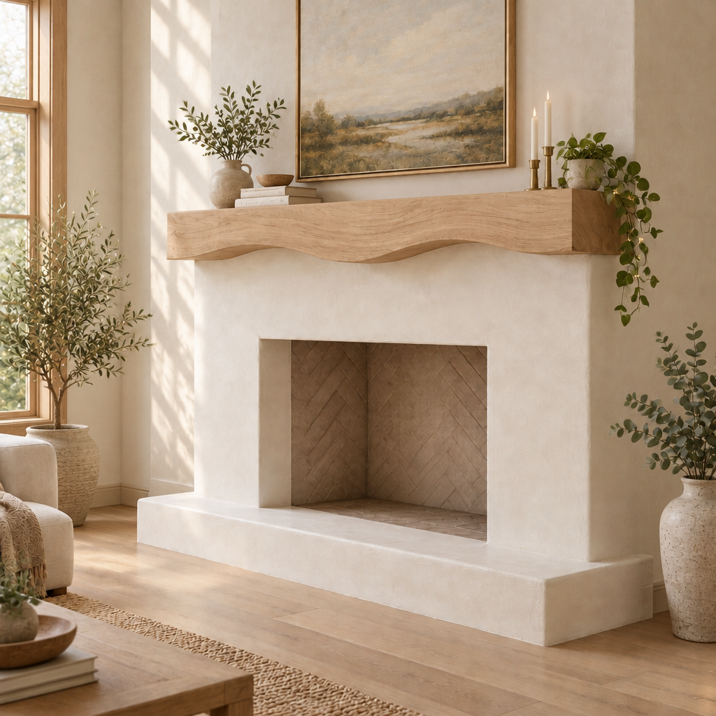 Mesa Carved Fireplace Mantel in Natural Oak finish