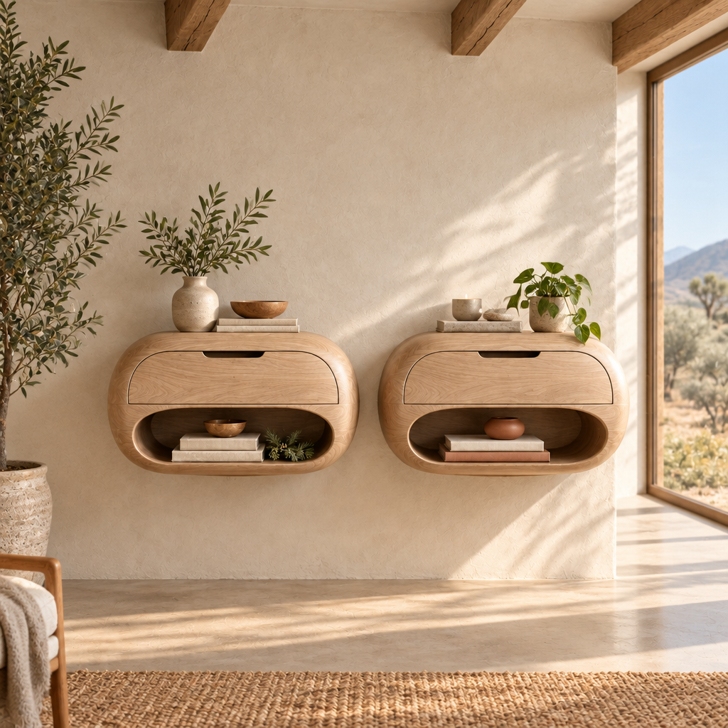 Mojave Pebble Nightstands, Set of 2 in Natural Oak finish