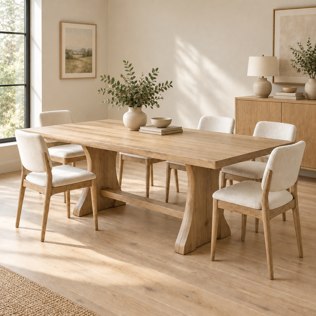 Sora Pedestal Dining Table in Natural Oak finish