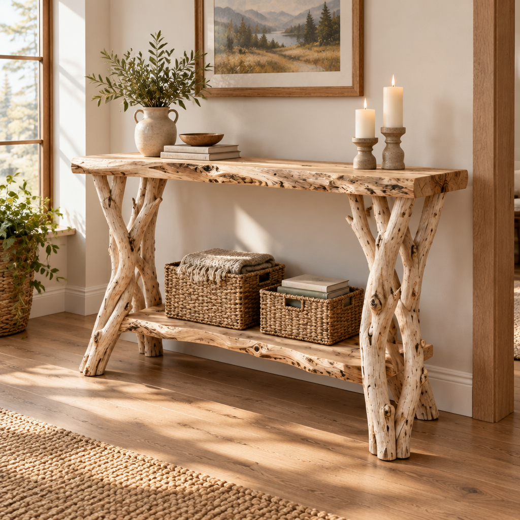 Tidewood Driftwood Leg Console side view
