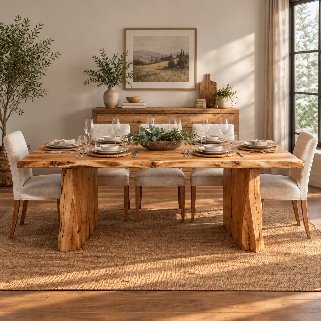Tidewood Live-Edge Dining Table in use