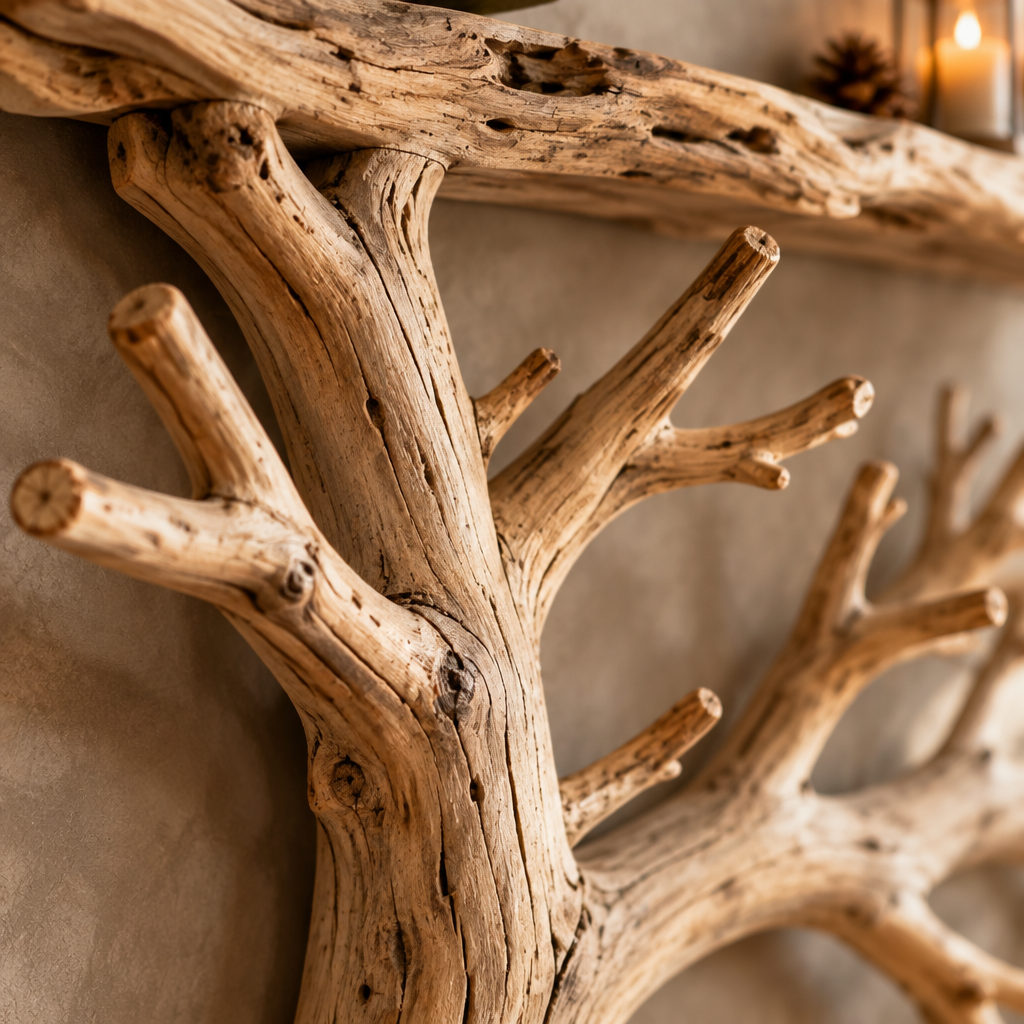 Tidewood Branch Wall Coat Rack wood grain and joinery close-up
