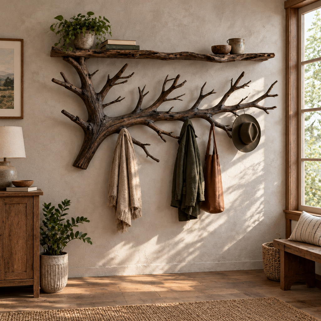 Tidewood Branch Wall Coat Rack in Smoked Dark finish