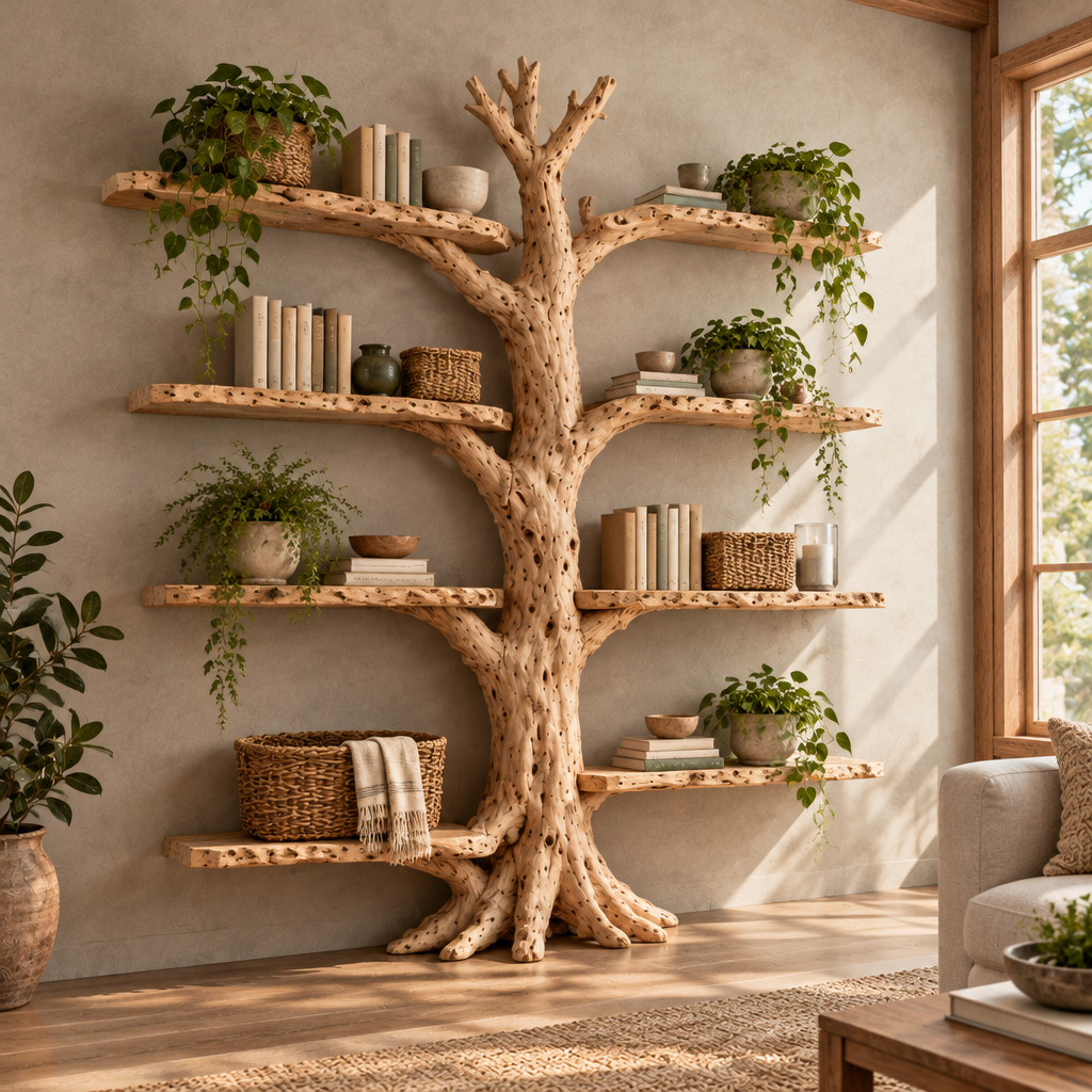 Tidewood Corner Tree Bookshelf side view