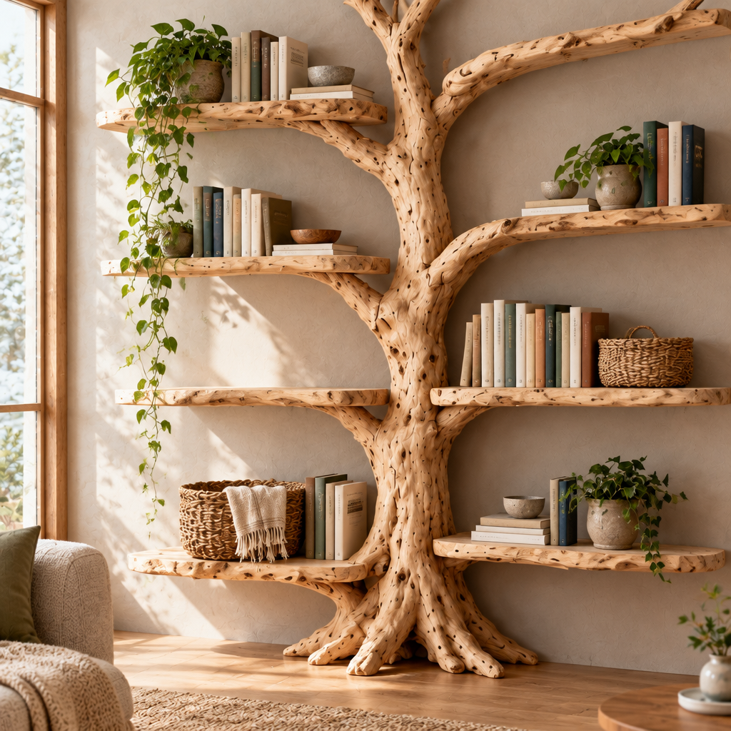 Tidewood Corner Tree Bookshelf in use