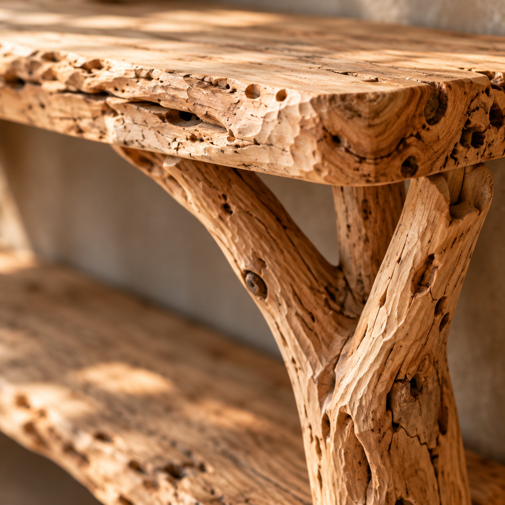 Tidewood Driftwood Floating Vanity wood grain and joinery close-up