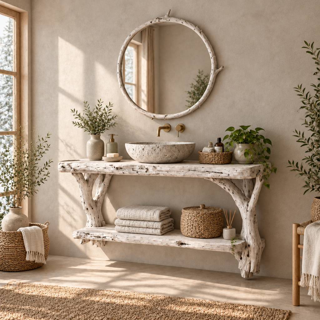 Tidewood Driftwood Floating Vanity in Whitewashed finish