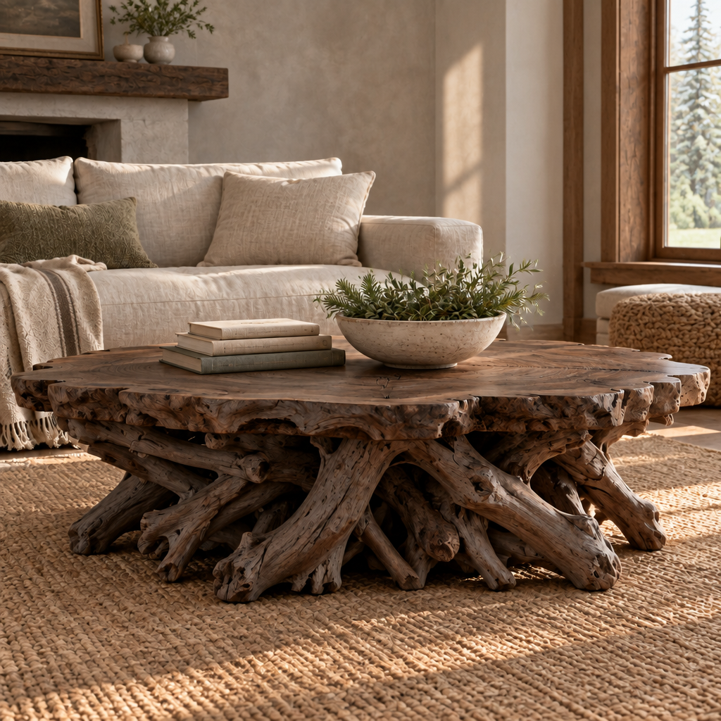 Tidewood Root Coffee Table in Smoked Dark finish