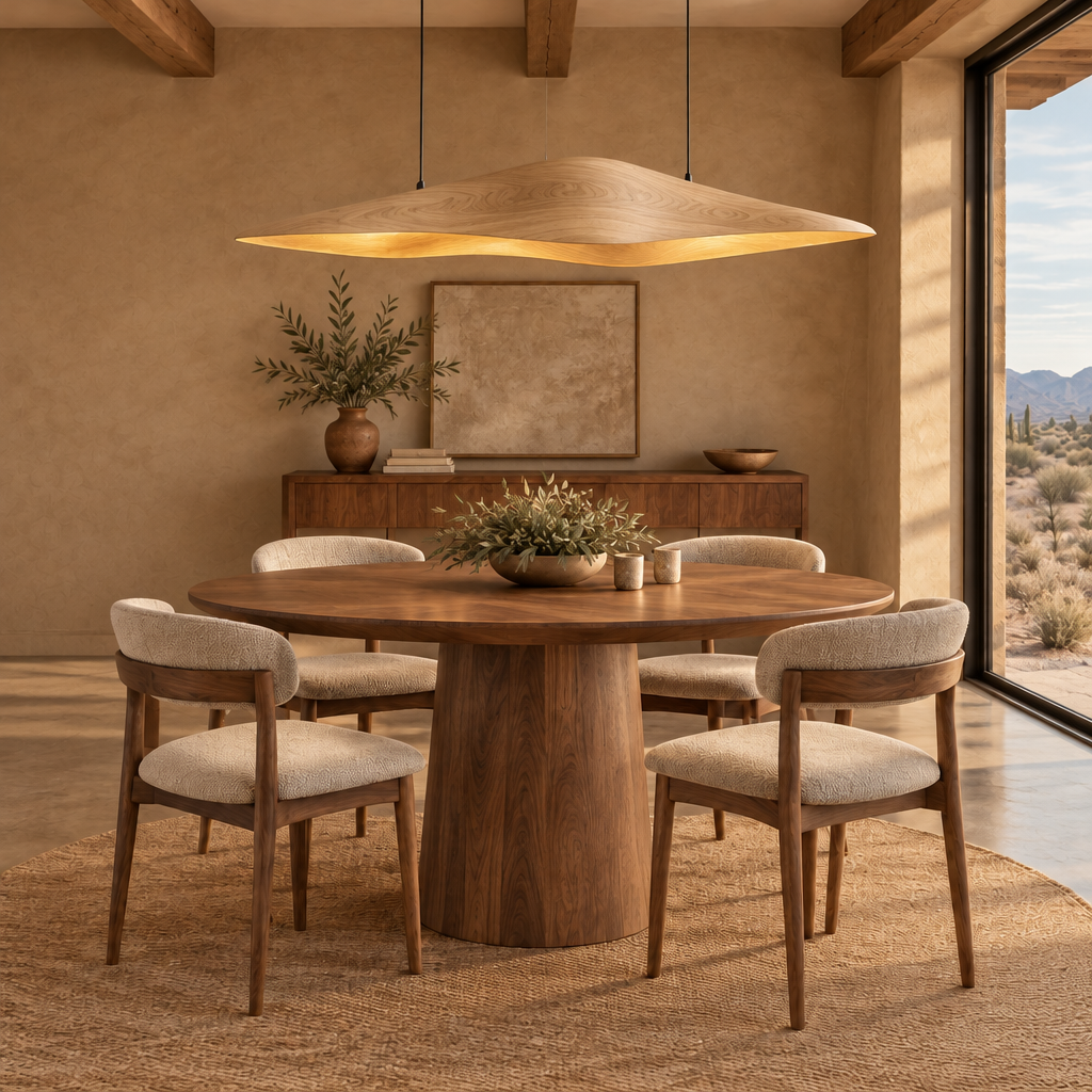 Mojave Sculpted Wave Pendant Light in Natural Oak finish