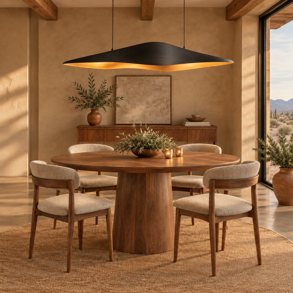 Mojave Sculpted Wave Pendant Light in Ebonized Black finish