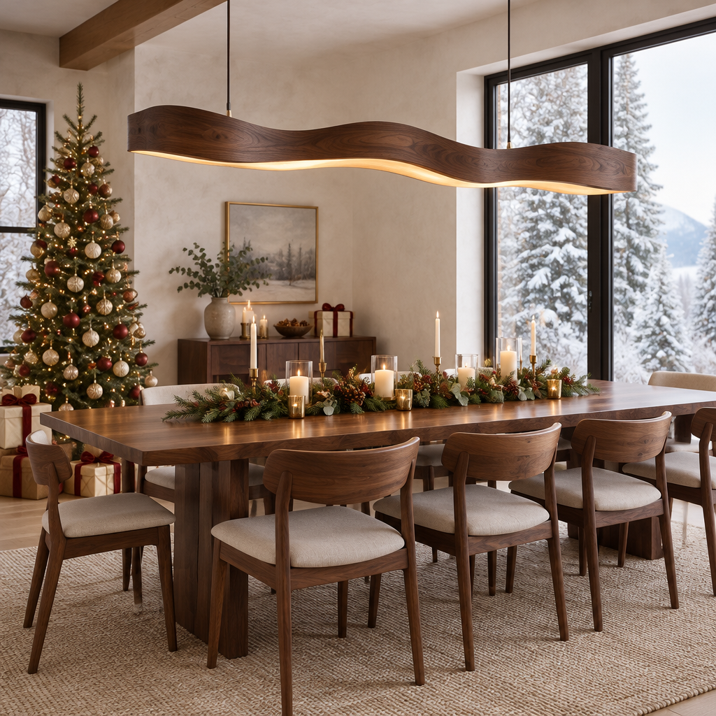 Atelier Wave Linear Pendant Light in a Christmas home
