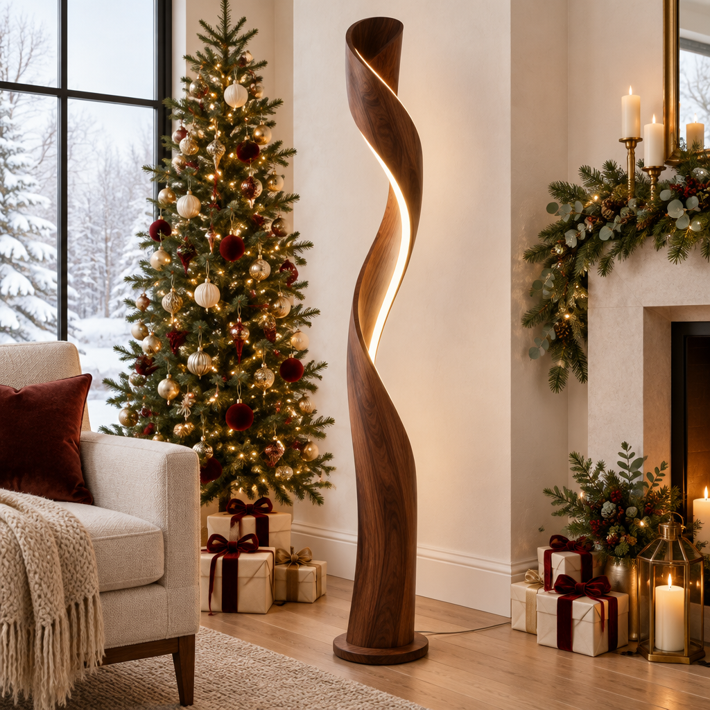 Atelier Ribbon LED Floor Lamp in a Christmas home