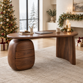 Atelier Pebble Pedestal Desk in a Christmas home