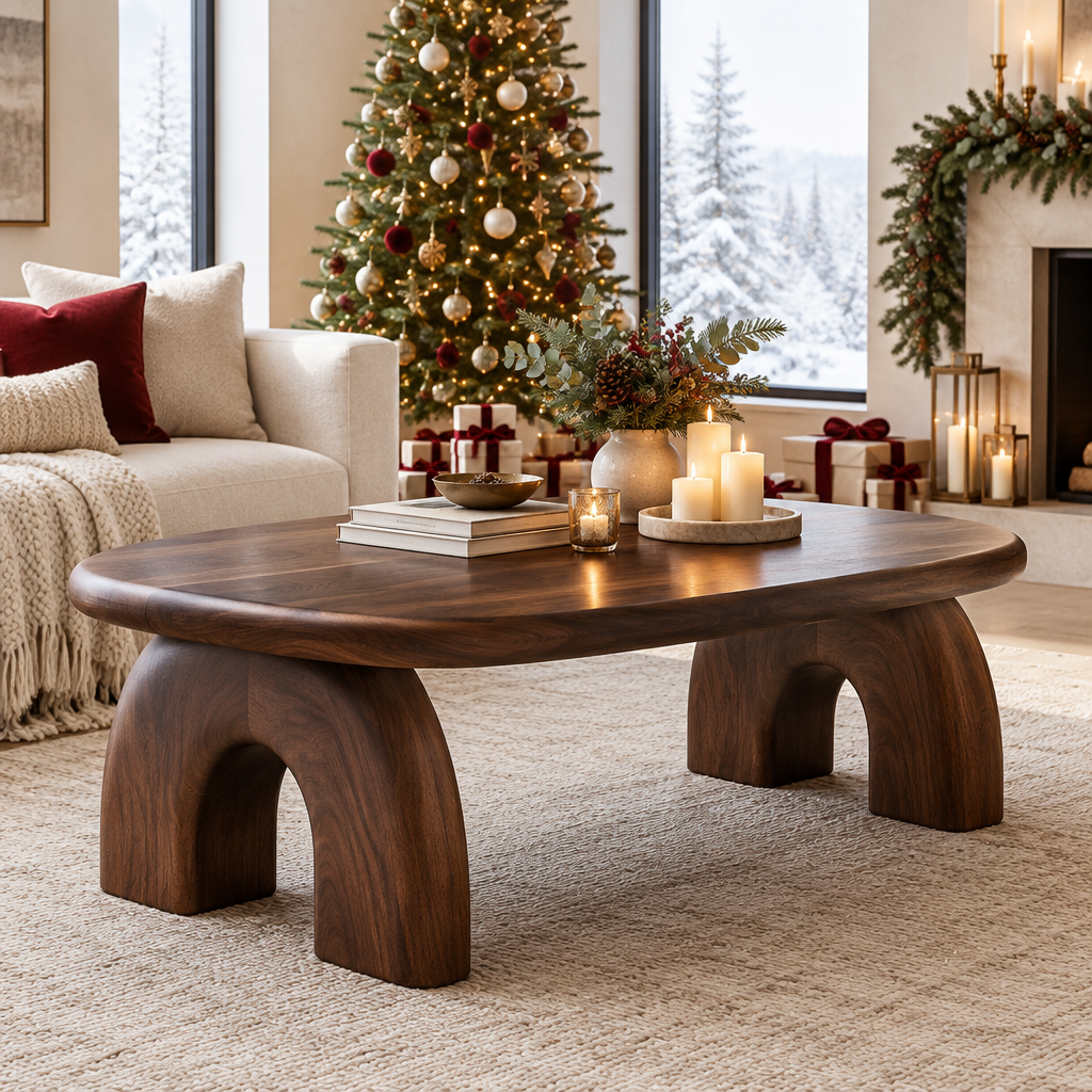 Atelier Stone-Arch Coffee Table in a Christmas home