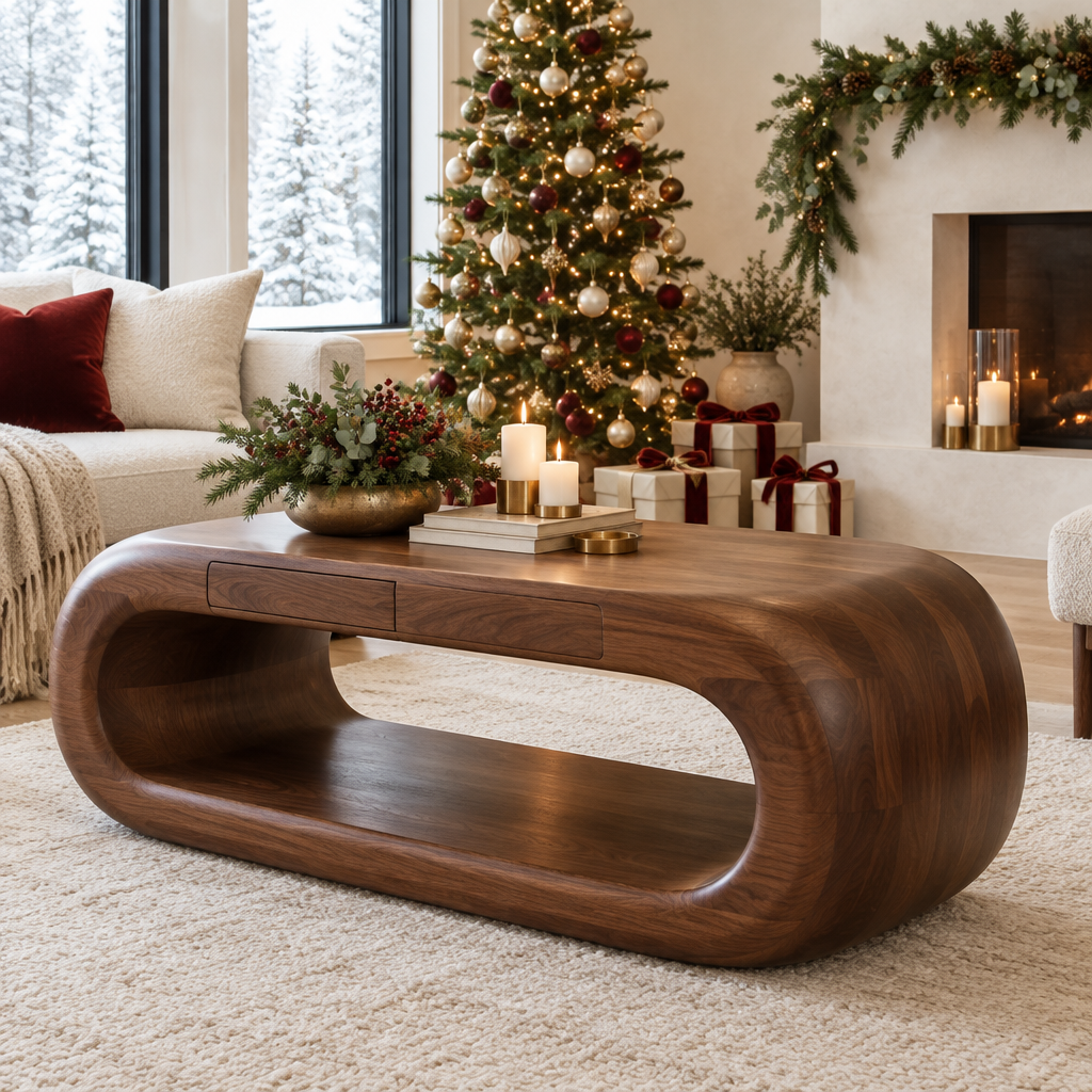 Atelier Hollow Block Coffee Table in a Christmas home