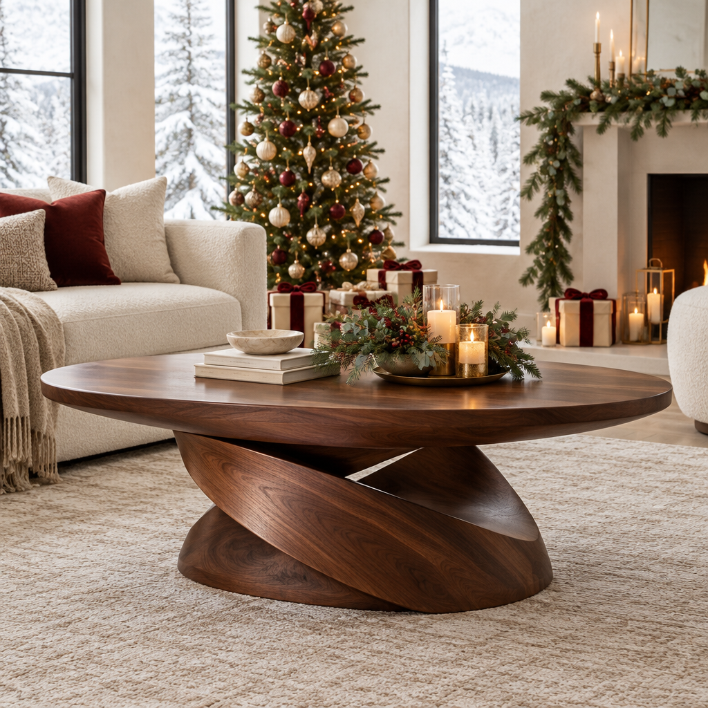 Atelier Twisted Ribbon Coffee Table in a Christmas home