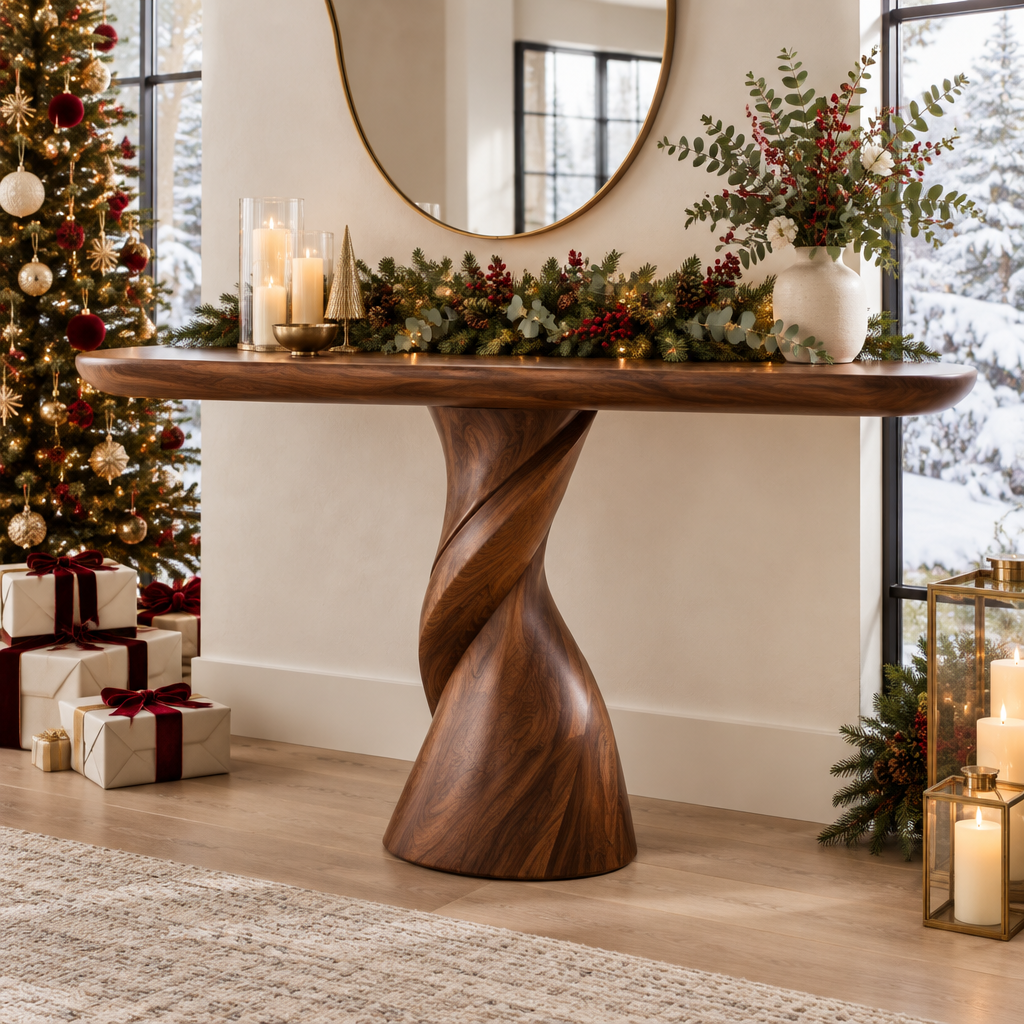 Atelier Twisted Column Console in a Christmas home