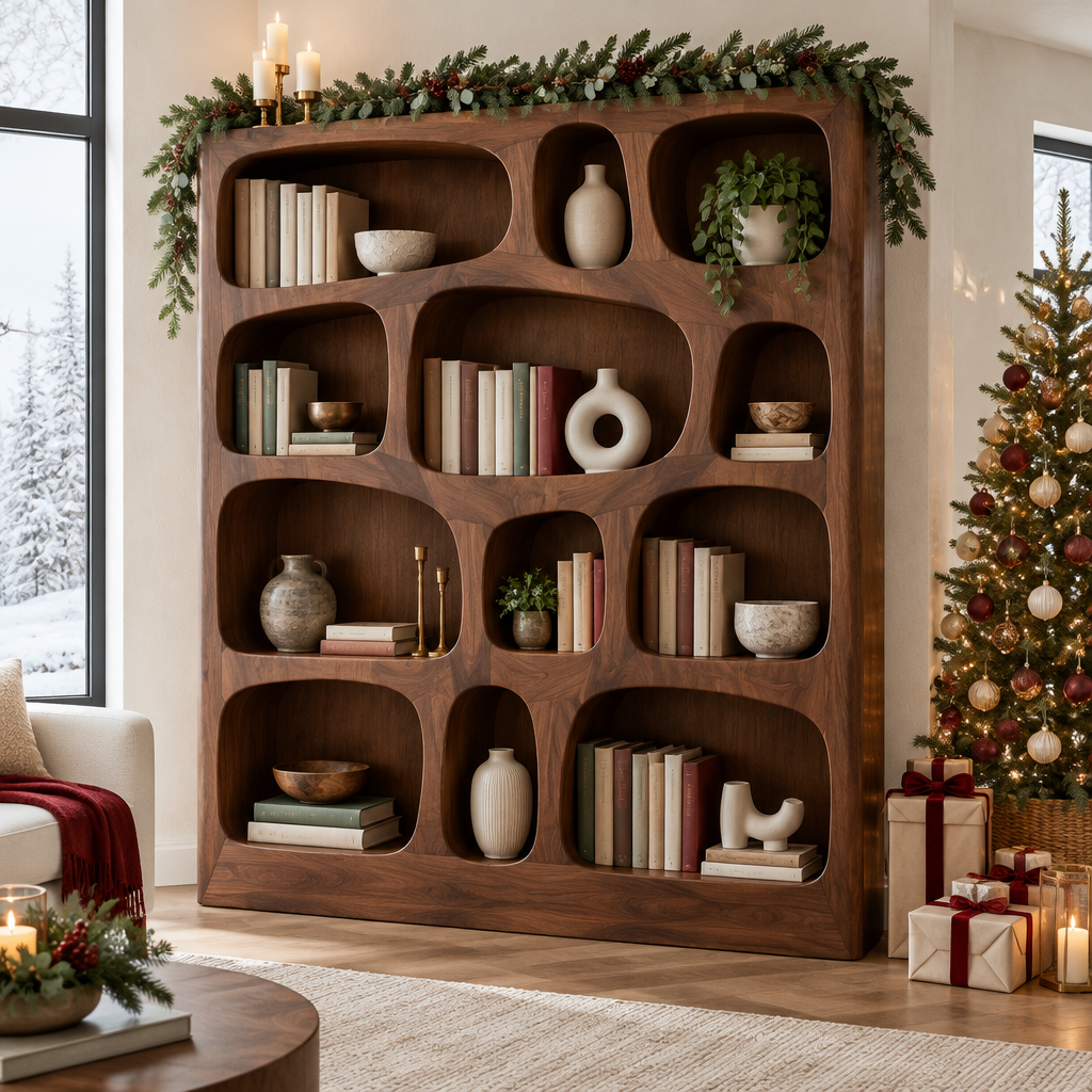 Atelier Organic Cell Bookshelf in a Christmas home