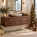 Atelier Wave Drawer Floating Vanity in a Christmas home