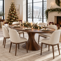 Atelier Oval Sculpted Dining Table in a Christmas home