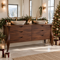 Atelier Double-Basin Sculpted Vanity in a Christmas home