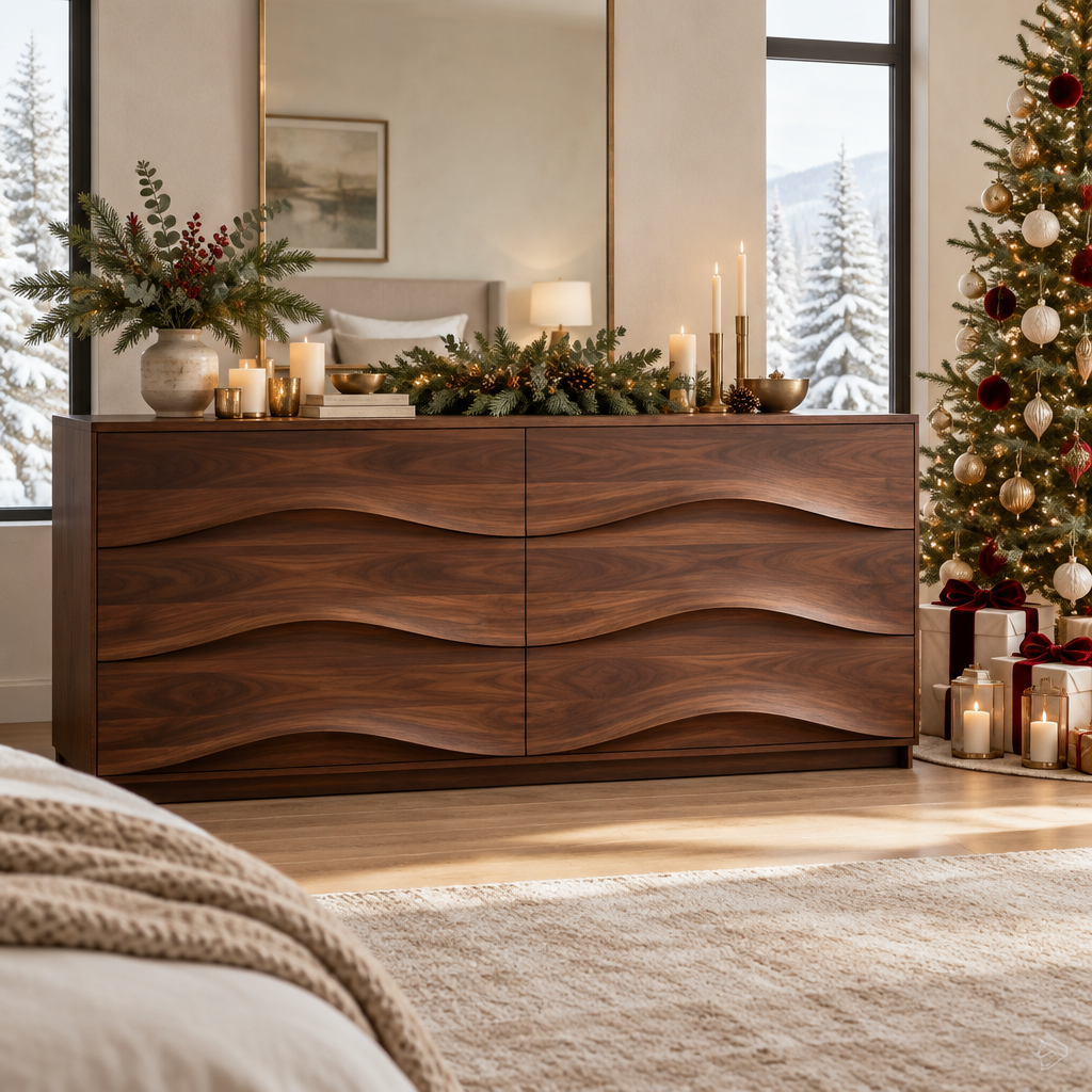 Atelier Wave Front Dresser in a Christmas home