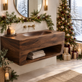 Atelier Carved-Basin Floating Vanity in a Christmas home