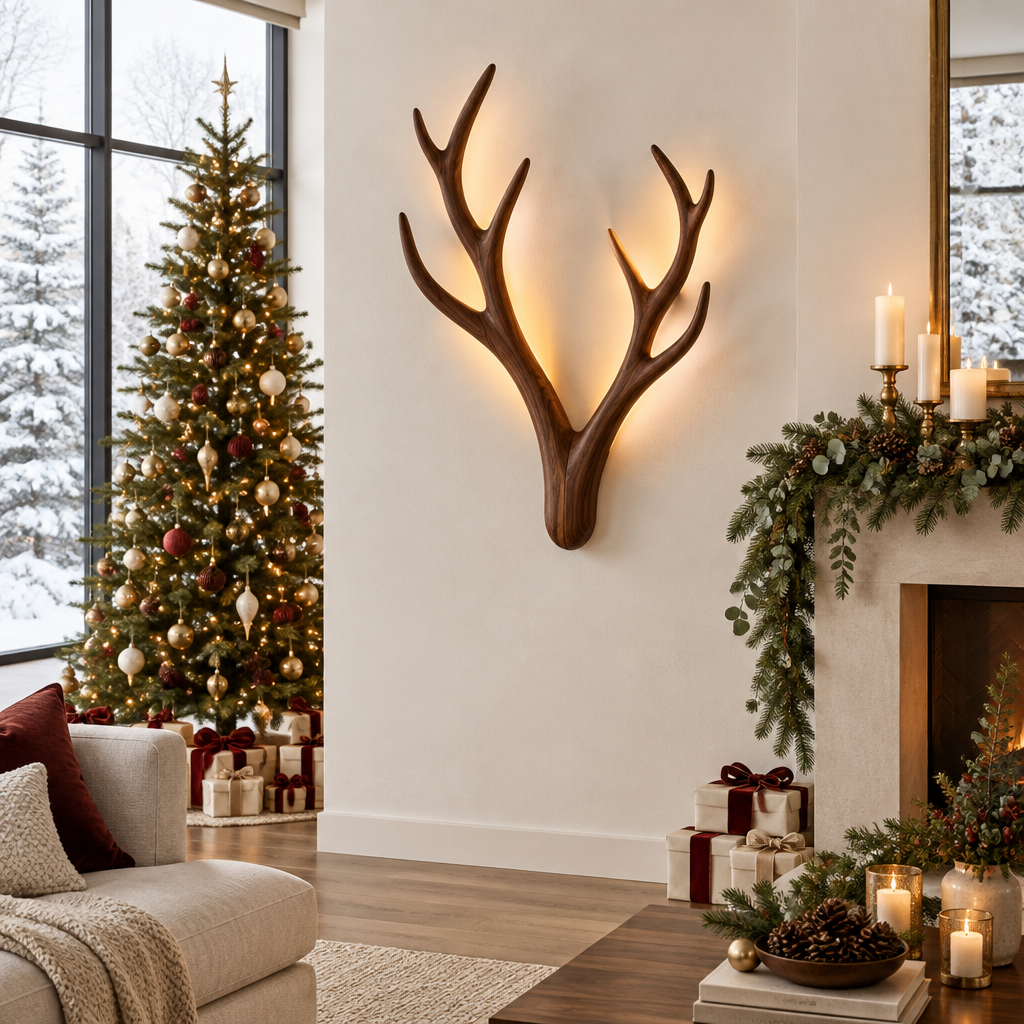 Atelier Antler Branch Wall Sconce in a Christmas home
