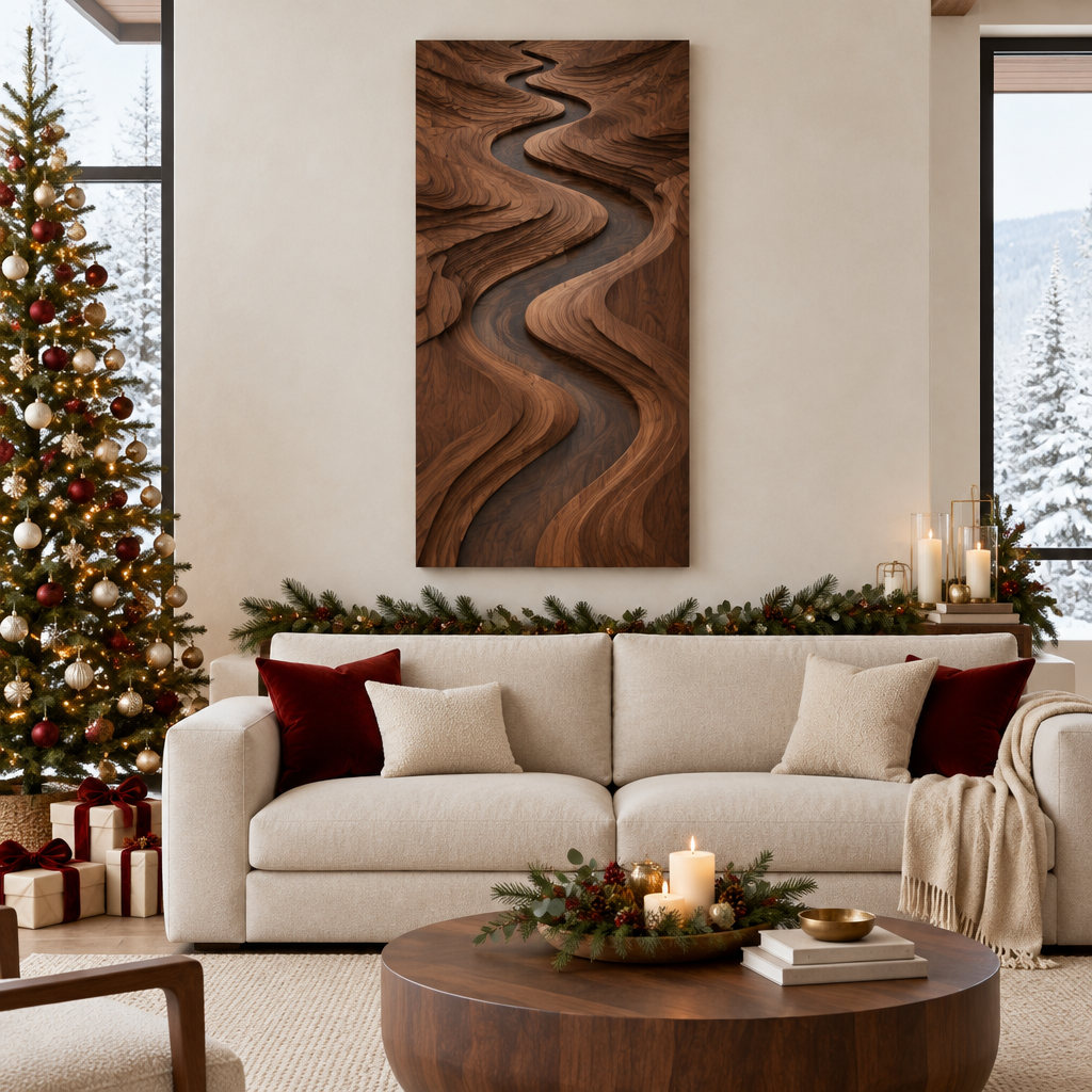 Atelier River Flow Wall Sculpture in a Christmas home