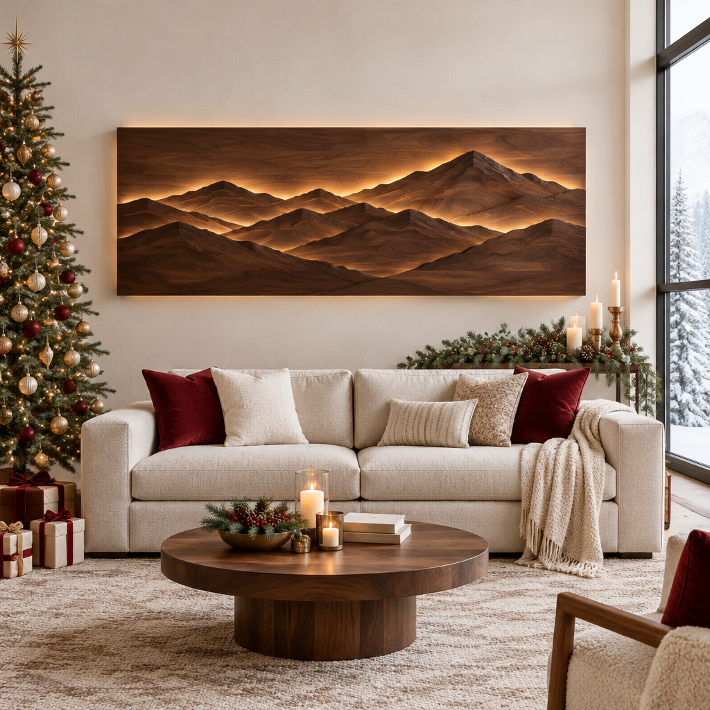 Atelier Mountain Ridge LED Wall Panel in a Christmas home